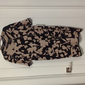 NWT Calvin Klein XL short sleeve tan & black knit dress WITH pockets!